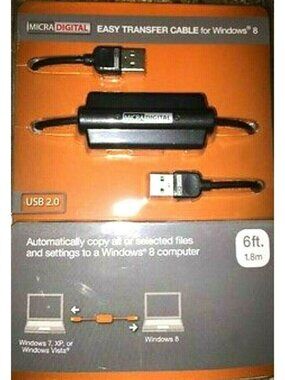 MICRA DIGITAL Easy Transfer Cable For WINDOWS 8 USB 2.0 ELECTRONICS New Sealed